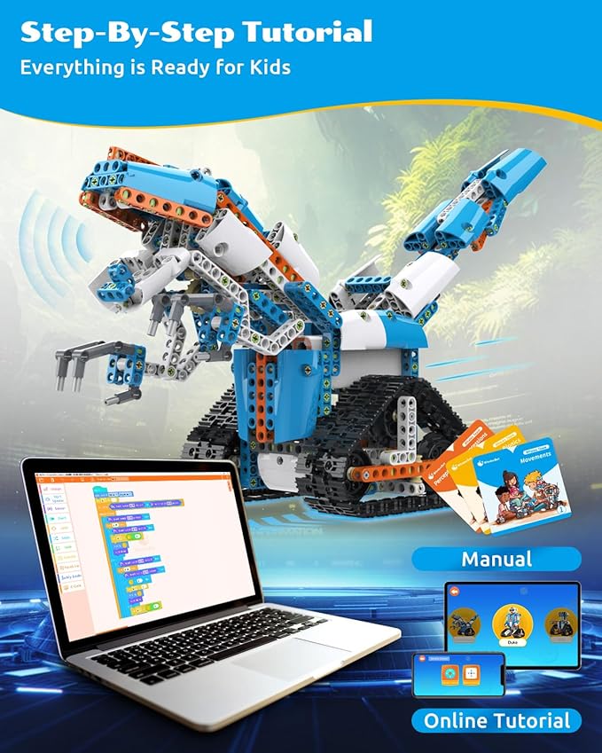 WhalesBot E7 Pro 12-in-1 STEM Coding Robot Kit for Kids 8-12, 637-Piece Building Set with Scratch Programming, Interactive Books & 3D APP Guidance – Ideal Educational Toy for Boys & Girls