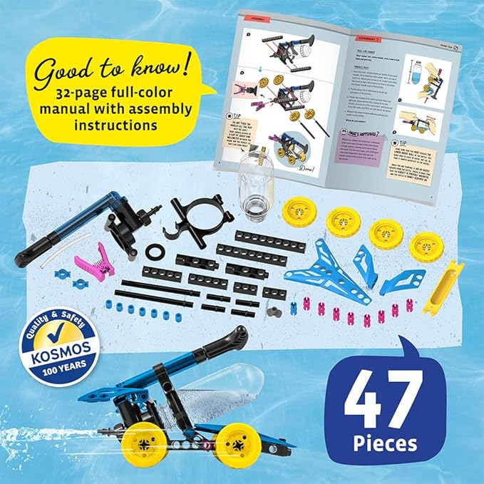 Thames & Kosmos Water Power STEM Experiment Kit | Build Your Own Rocket-Propelled Cars, Boats, and More! | Explore Physics of Air & Water, Pneumatics | 6 Models | Full-Color Manual & Experiment Guide