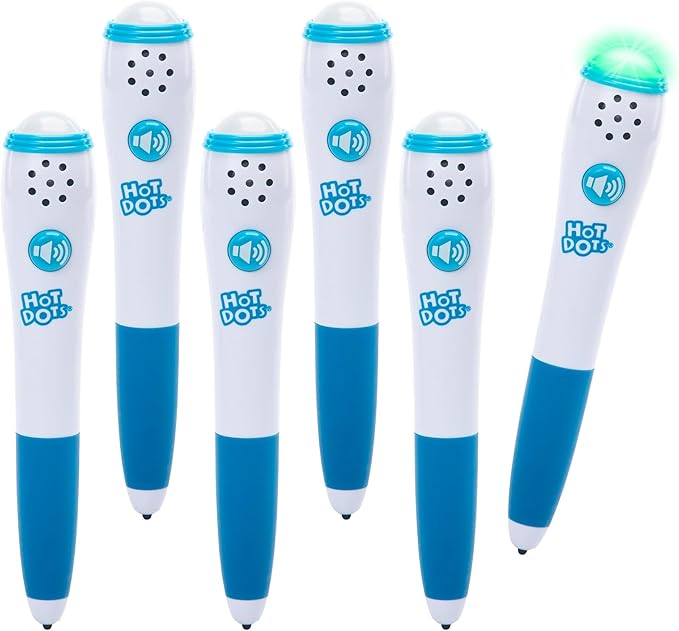 Educational Insights Hot Dots Light-Up Interactive Pen, Set of 6 Pens, Interactive Learning, Compatible with Any Hot Dots Set (Workbooks Not Included)
