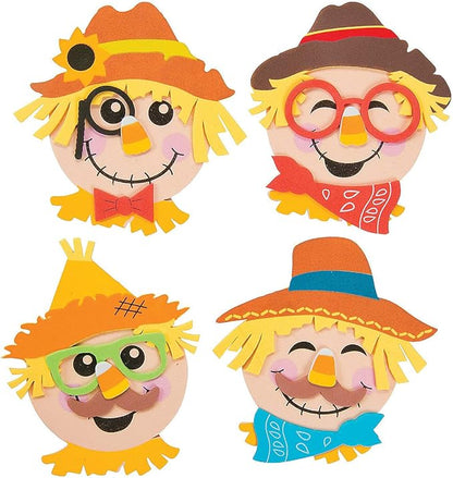 Fun Express Scarecrow Head Magnet Craft Kit - Makes 12 - Fall Crafts for Kids