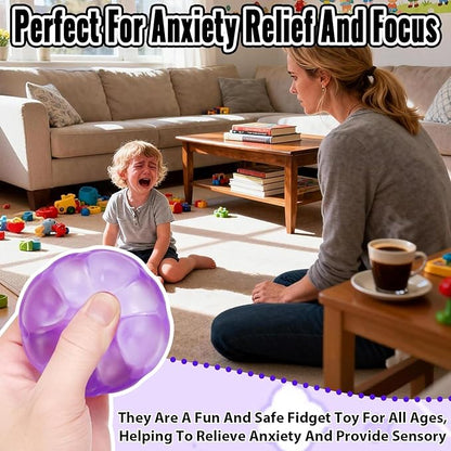 Ice Cube Squishy Fidget Toy, Standard Size 1.96 in Stress Ball for Adults and Kids, Puffwize Soft Textured Sensory Toy with Irregular Shape for Anxiety Relief and Improving Focus(Purple)