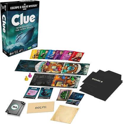 Clue Board Game Sabotage on The High Seas, Escape Room Game, Murder Mystery Games, Cooperative Family Board Game, 1-6 Players, 10+