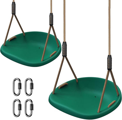 2 Pack 500LB Capacity Heavy Duty Swing Seat with Wider Seat Board & Height Adjustable Rope from 4.8ft to 6.7ft Green Swing Set Swings for Backyard Patio Garden Playground, Green