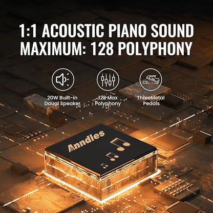 Digital Piano Keyboard for Beginners & Professionals, Electric Piano with Sliding Cover Design, 88 Keys Digital Piano Headphone Jack,Three Pedal （No Piano Bench ）