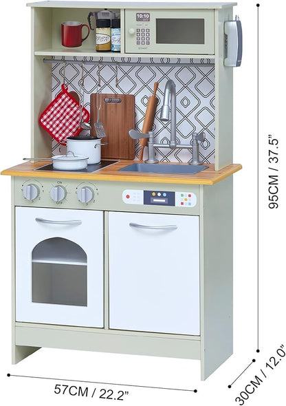 Teamson Kids - Little Chef Boston Modern Play Kitchen - Olive Green/White 22.25 x 12 x 37.5 inches