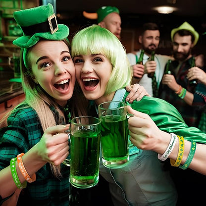 30 Pcs St. Patrick's Day Silicone Bracelets Bulk Party Favors - 6 Designs Irish-Themed Clover Wristbands, Lucky Shamrock Bands, Holiday Goodie Bag Fillers, Classroom Prizes, Wrist Decorations Supplies