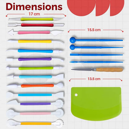 19 Pcs Clay Sculpting Tools, Polymer Clay Tools & Air Dry Clay Accessories, Modeling Clay Kit for Kids & Adults, Pottery Ceramic Tools Sculpting Tool Set with Stylus & Scraper