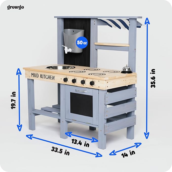 2-in-1 Mud Kitchen for Kids Outdoor and Grocery Store Pretend Play - Lemonade Stand and Market Playset for Outdoor Fun - Perfect for Cooking, Role-Playing, and Creative Imagination