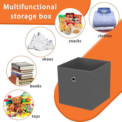 Foldable Storage Cubes Bins ,11 Inch Cloth Storage Cube Fabric Storage Box Cubes Organizer Baskets with Dual Handles for Home Organizer Set of 12 (Grey)