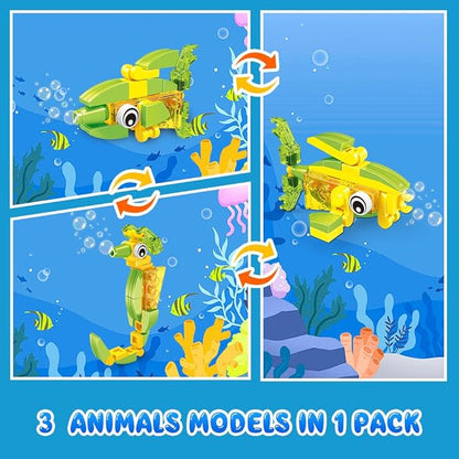 HOGOKIDS 20 Packs Party Favors for Kids, 60 Kinds of Mini Animals Toy Building Block Set for Classroom Prizes Goodie Bag Stuffers Christmas Valentines Easter Birthday Gift for Boys Girls Ages 6-12+