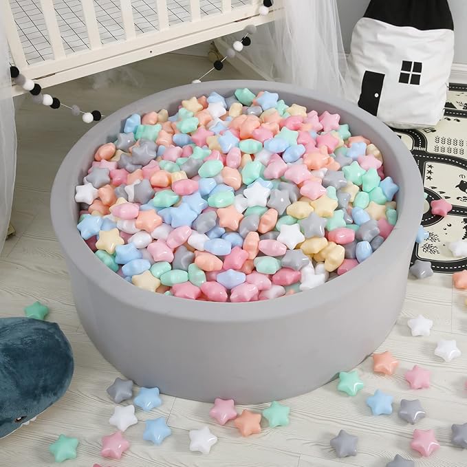 GOGOSO Star Ball Pit Balls for Kids - 100pcs Friendship Bracelet Balls Play Balls Soft Plastic Balls for Toddler Ball Pits Play, Pool Tent Party Favors Summer Water Bath Toy