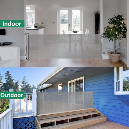 110 Inch Retractable Baby Gates Extra Wide Baby Gate for Large Openings Indoor Outdoor Retractable Dog Gate for Stairs Extra Long Baby Gate Large Retractable Pet Gate Child Gates for Doorways