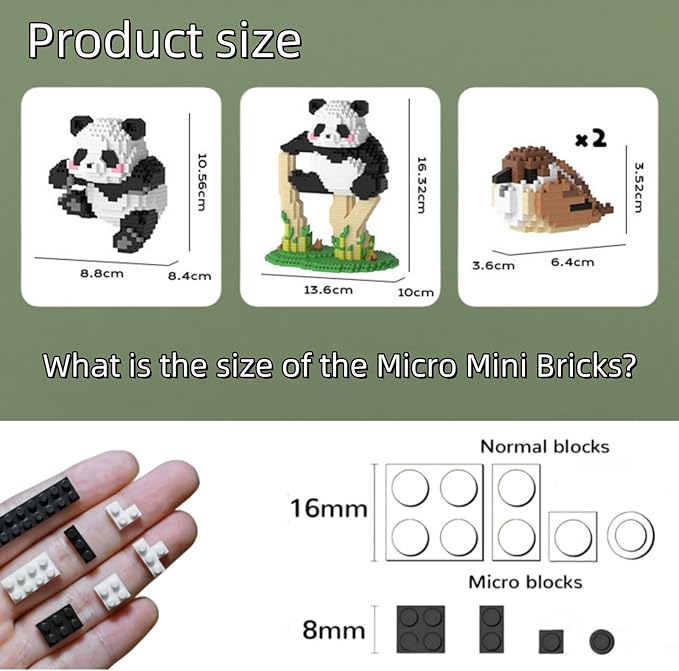 QMEAKMONY Mini Building Blocks Panda Sets Cute Micro Mini Panda Building Bricks for Adults Micro Nano Bricks Perfect Party Favors for Teenagers(1558 PCS)