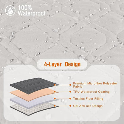 VANSOFY 100% Waterproof Recliner Chair Covers, Recliner Cover Non-Slip Dog Chair Cover Furniture Protector Washable Slipcover with Pocket, Elastic Straps for Pets, Dogs(Off White, 30")