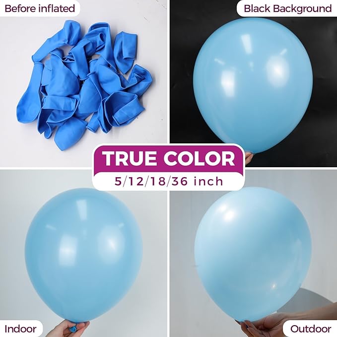 Bezente Blue Giant Balloons 36 Inch - 8 Pack Jumbo Blue Balloons Large Round Light Blue Latex Balloons for Birthday Wedding Bridal Shower Gender Reveal Party Decorations