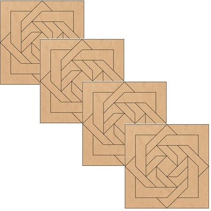 Set of 4 Unfinished Barn Quilt Interlocking Square Wooden Sign, Country Decor Canvas Quilts Blocks (3 inches, Slip Knot) AVTRBoutique