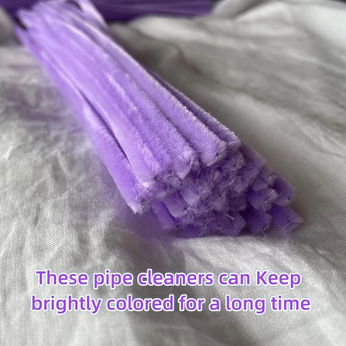 Qirimoi Purple Pipe Cleaners Craft Pipe Cleaners Bulk Pipecleaners Crafts Supplies，200Pcs Purple