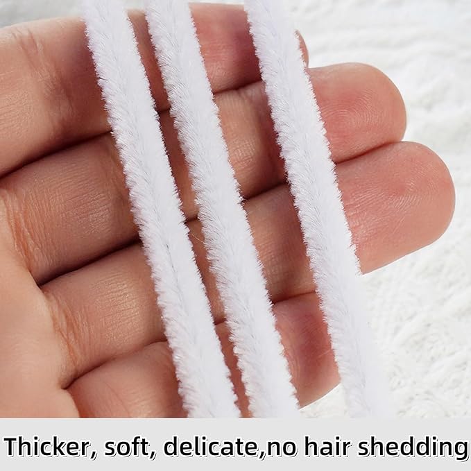 Qirimoi White Pipe Cleaners Craft Pipe Cleaners Bulk Pipecleaners Crafts Supplies，200Pcs White
