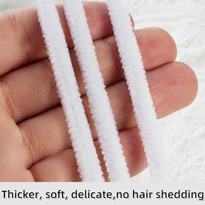 Qirimoi White Pipe Cleaners Craft Pipe Cleaners Bulk Pipecleaners Crafts Supplies，200Pcs White