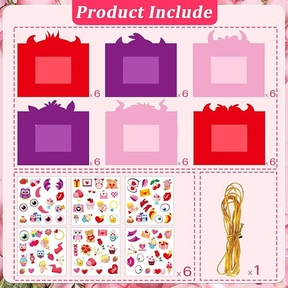 36 Pcs Valentines Day Picture Frame Craft Kits with Easel Valentine 's Day Monster Craft Arts Valentines DIY Monster Photo Frame Crafts for Kids for Fun Home Class Kindergarten Party Art Activity