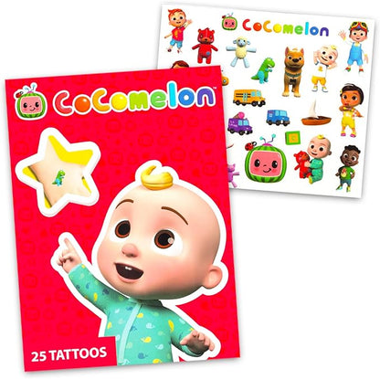 Cocomelon Coloring Activity Doodle Desk Set - 17 Pc Arts and Crafts Bundle with Coloring Pages, Stickers, Tattoos, and More | Drawing Pack for Kids