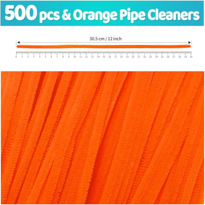 Iooleem 500pcs Orange Pipe Cleaners, Chenille Stems, Pipe Cleaners for Crafts, Pipe Cleaner Crafts, Art and Craft Supplies.