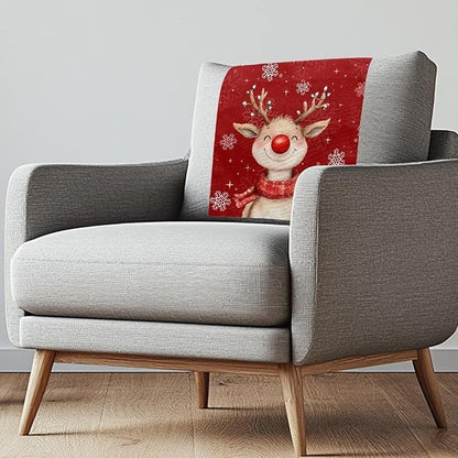 Christmas Decor Reindeer Recliner Headrest Protector Soft Couch Headrest Covers Wrinkle Resistant Recliner Backrest Cover Furniture Protector for Home Couch Loveseats Decoration 3pcs