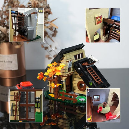 ENJBRICK A Frame Cabin City House Building Set for Adutls,Friends Autumn House Building Toys for Girls 8-14 Years Up 696 pcs