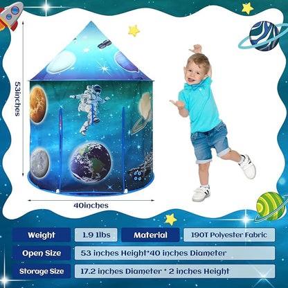Kaivee Space World Play Tent Pop Up Kids Indoor Sensory Playhouse Children Foldable Kids Tent for Boys Girls Toddler as 3 4 5 6 7 Years Gift as Birthday Christmas Toys