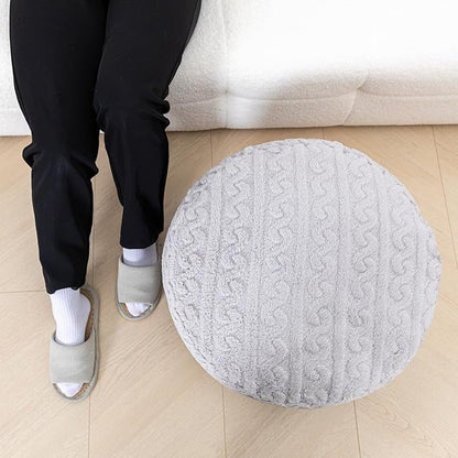 Asuprui Round Pouf Ottoman Stuffed Floor Pouf Foot Stool Floor Chair for Living Room Bedroom Foam Filled Boho Poof Foot Rest for Couch 20 Diameter x 12 Height Inches Light Gray Pouf with Filler