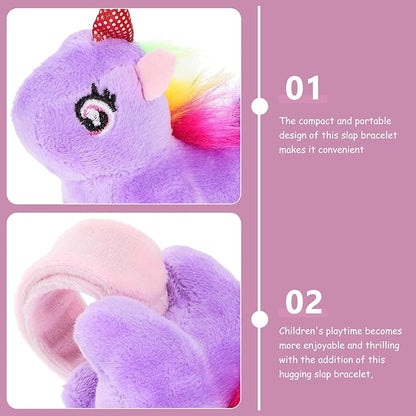 Abaodam Animal Slap Bracelet Unicorn Slap Bracelet Plush Stuffed Animal Hugger Snap Wrist Band for Kids Birthday Party