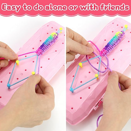 Motiloo Friendship Bracelet Making Kit - Toy for Ages 7-12 Girls - Birthday Gift - DIY String Maker Tool - Arts and Crafts - Kids Travel Activity Set - Perfect Present for Teen Girls