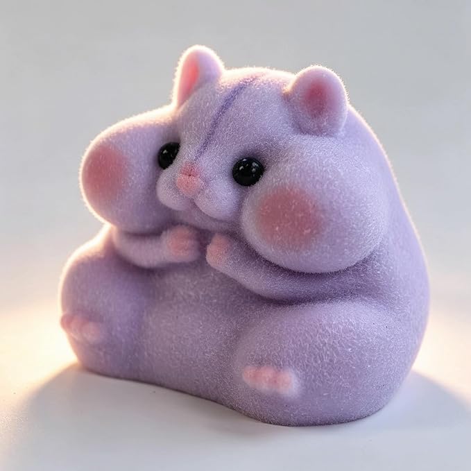 Handmade Taba Squishy Hamster Toy, Cute Squishy Hamster Fidget Toy, Realistic Soft Silicone Mochi Furry Toy, Stress Relief Gift for Adults & Kids, Sensory Anxiety Plushie (Purple)