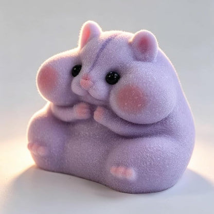 Handmade Taba Squishy Hamster Toy, Cute Squishy Hamster Fidget Toy, Realistic Soft Silicone Mochi Furry Toy, Stress Relief Gift for Adults & Kids, Sensory Anxiety Plushie (Purple)