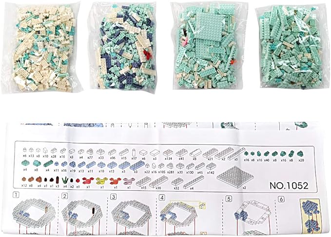 Building Bricks 1900+ Pieces Set - 1900 Pieces Classic Building Blocks - Mini Building Blocks for Boys Girls & Adults Kids (Light Blue)