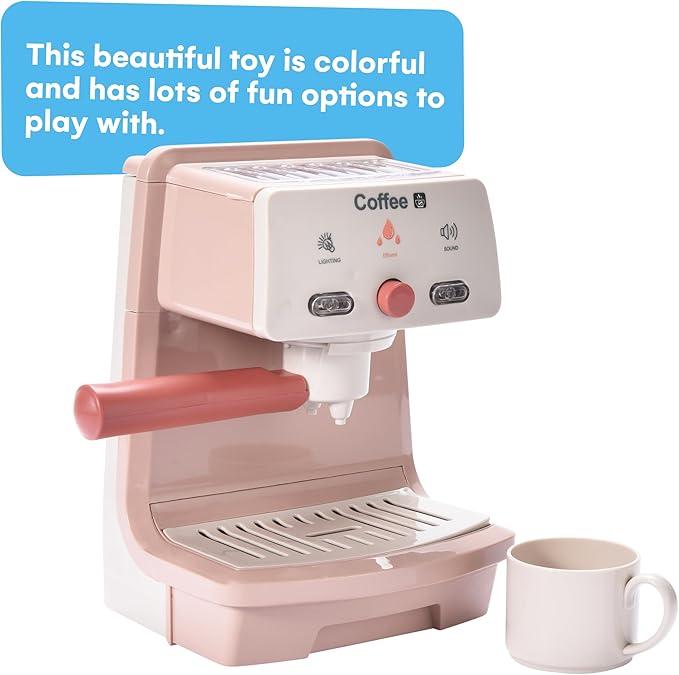 Kidzlane Kids Coffee Maker Playset - Toy Espresso Machine - Play Toy Coffee Maker and Pretend Coffee Set with Realistic Action, Light and Sound - Kids Coffee Play Real Set