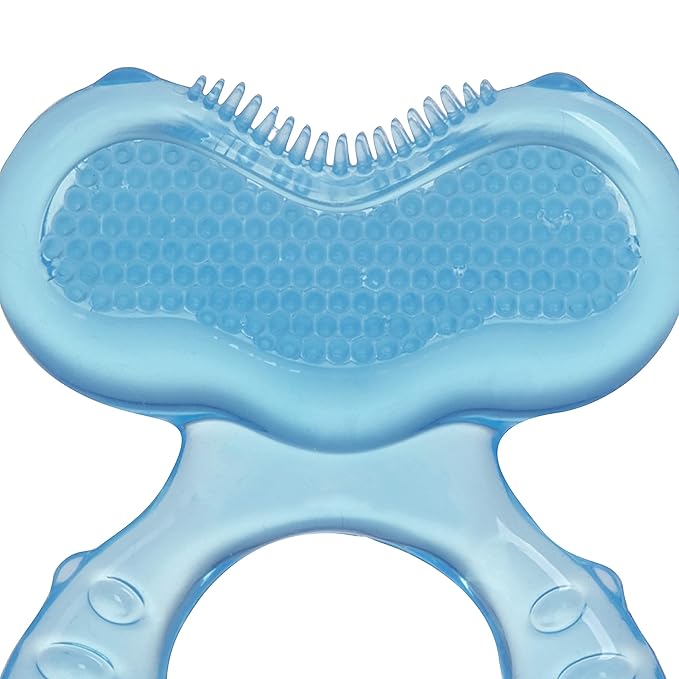 Nuby Silicone Teethe-eez Teether with Bristles, Includes Hygienic Case, Blue