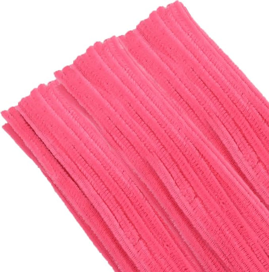 TOAOB 100pcs Pipe Cleaners Dark Pink Pipe Cleaners Chenille Stems 6mm x 12 Inch Fuzzy Sticks Crafts Supplies for DIY Art Crafts Decorations