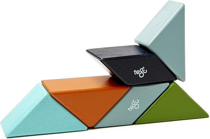 6 Piece Tegu Pocket Pouch Prism Magnetic Wooden Block Set, Nelson