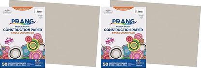 Prang (Formerly SunWorks) Construction Paper, Gray, 12" x 18", 50 Sheets (Pack of 2)