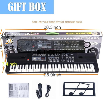 SEMART keyboard Piano Digital electric piano portable electronic music keyboard 61 key toy for kids beginner children toddler musical instruments w/microphone stand USB christmas Birthday gift