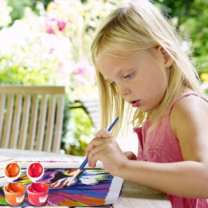 Elftoyer Paint by Numbers for Kids & Beginner, DIY Canvas Painting Gift Kits - Colorful Cats and Butterflies 12 x 16 inch (Framed)