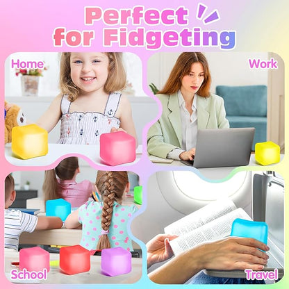 8 Pack Stress Cube, Slow Rising Ice Cube Stress Balls for Adults Kids, Sensory Fidget Toy for Anxiety Relief, Square Shape Squishy Ball Toys for Classroom Prizes, Nice Cube Squishy for Party Favors