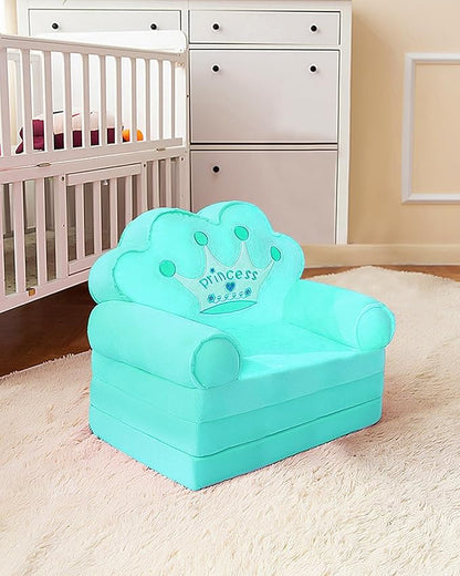 MOONBEEKI Kids Couch Fold Out, Foldable Princess Chair for Toddlers 1-3, Sofa Bed for Kids Folding Toddler Bed Lounger Chair for Bedroom, Toddler Couch Bed for Girl