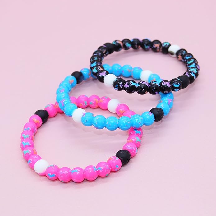 FROG SAC 3 Unicorn Bracelets for Girls, Silicone Bubble Bracelet Pack for Kids, Unicorns Theme Birthday Party Favors and Goodie Bag Fillers for Little Girls, Blue Black Pink Unicorn Stocking Stuffers for Kids