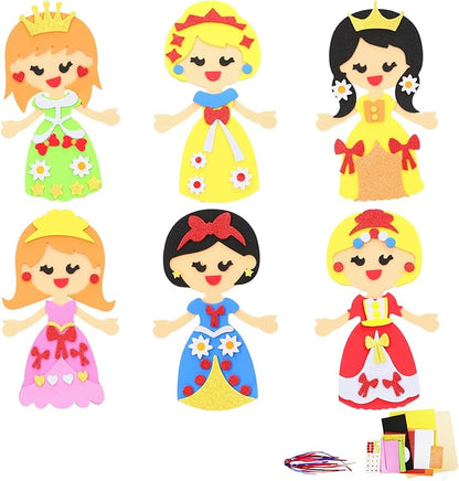 Fennoral 12 Pack Princess Craft for Kids Make Your Own Princess Foam Stickers DIY Arts and Crafts for Girls Art Activity Princess Themed Party Decoration Birthday Gifts
