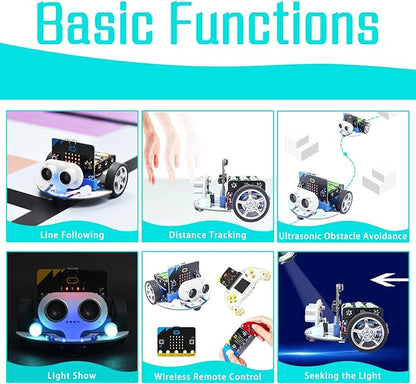 ELECFREAKS microbit Mini Cutebot Kit Compatible with BBC Micro:bit V2 and V1, DIY Programmable Robot Car Kit, STEM Educational Project, Graphical Makecode Coding Car(Without Micro:bit and AAA Battery)