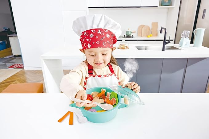 Hape Little Chef Cooking & Steam Playset | Toy Kitchen with Play Food and Accessories, for Children Ages 3+ Years