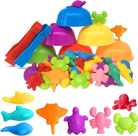 Counting Ocean Animal Toys Matching Games, Sensory Toys for Toddlers 3+, Autistic Children Learning Resources Tools, Preschool Learning Activities for Math Color Educational for Boy Girls Christmas