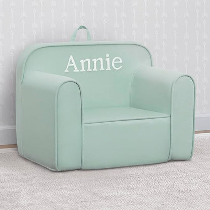 Delta Children Personalized Cozee Chair - Customize with Name – Foam Kids Chair for Ages 18 Months and Up, Sage